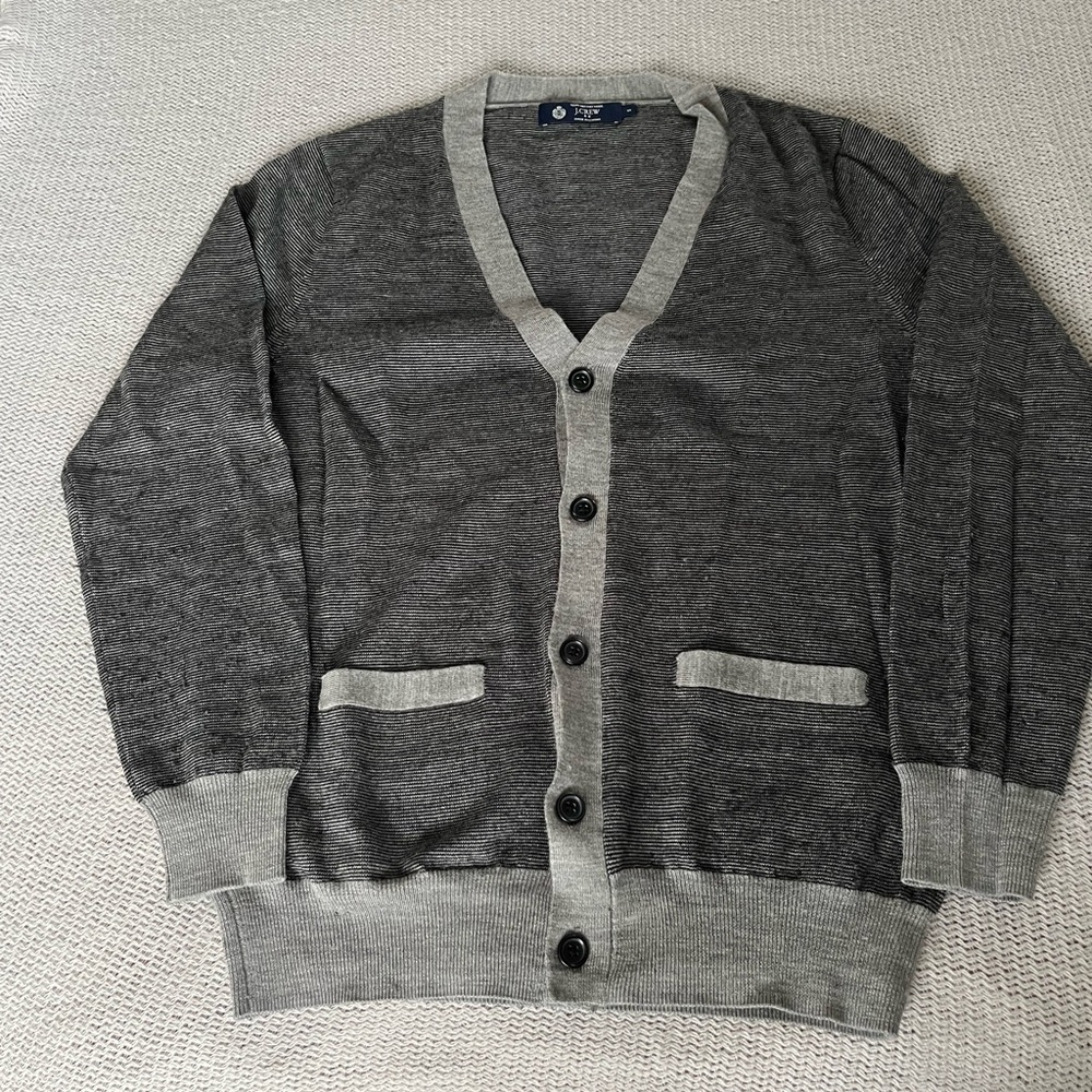 J. Crew Charcoal and Light Gray Cardigan
